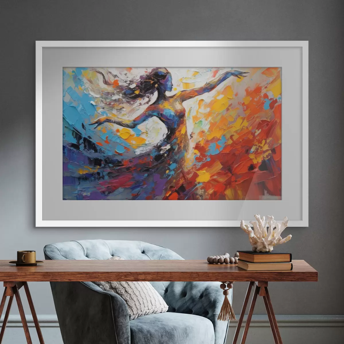 Poster Bailarina que abraza los colores vibrantes y el movimiento f35379