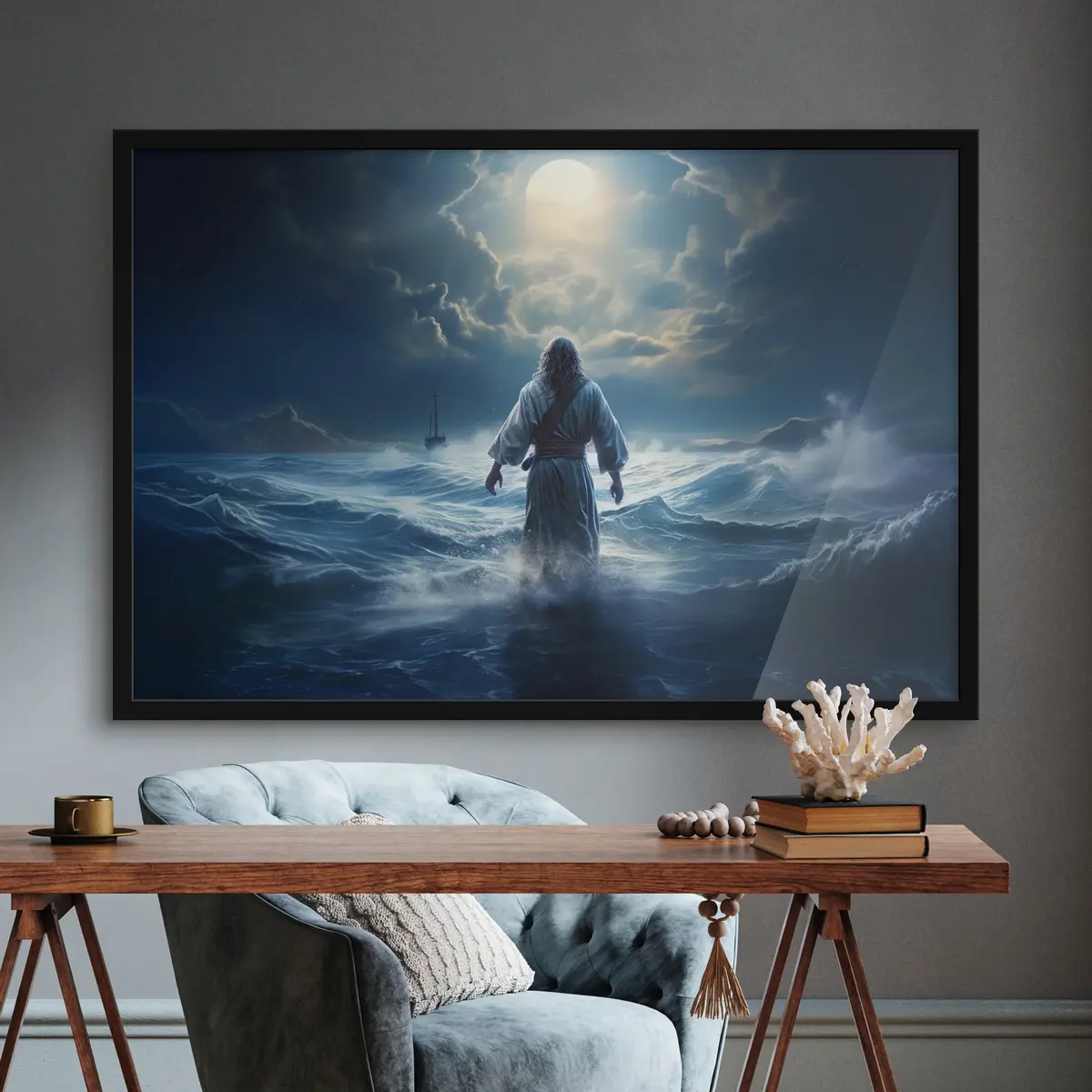 Poster Caminar de noche sobre aguas turbulentas f35357