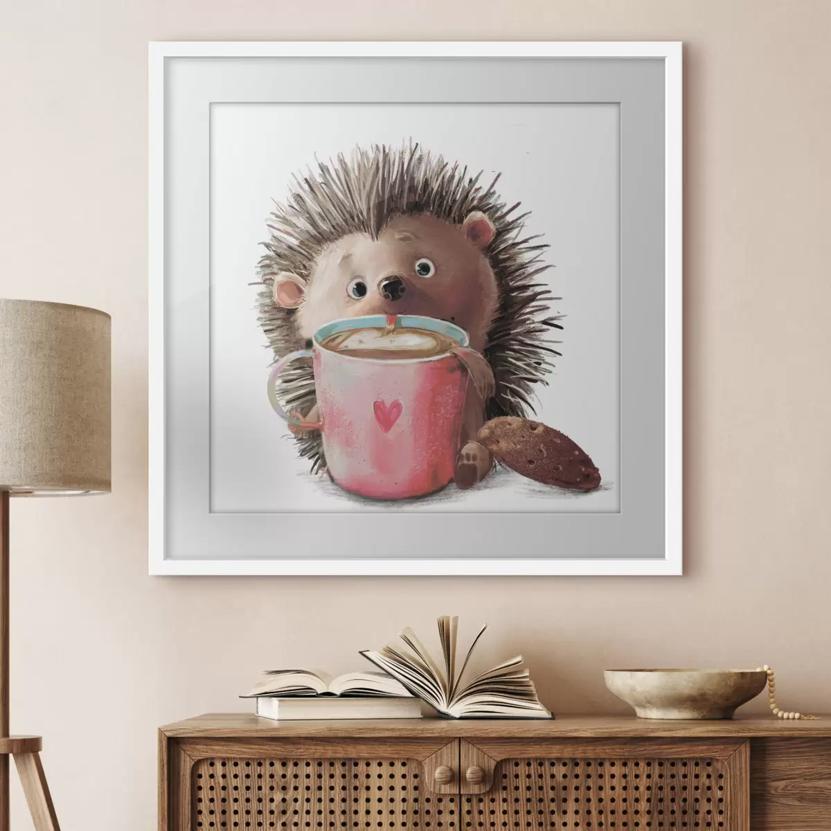 Poster Erizo y una taza de café f35039