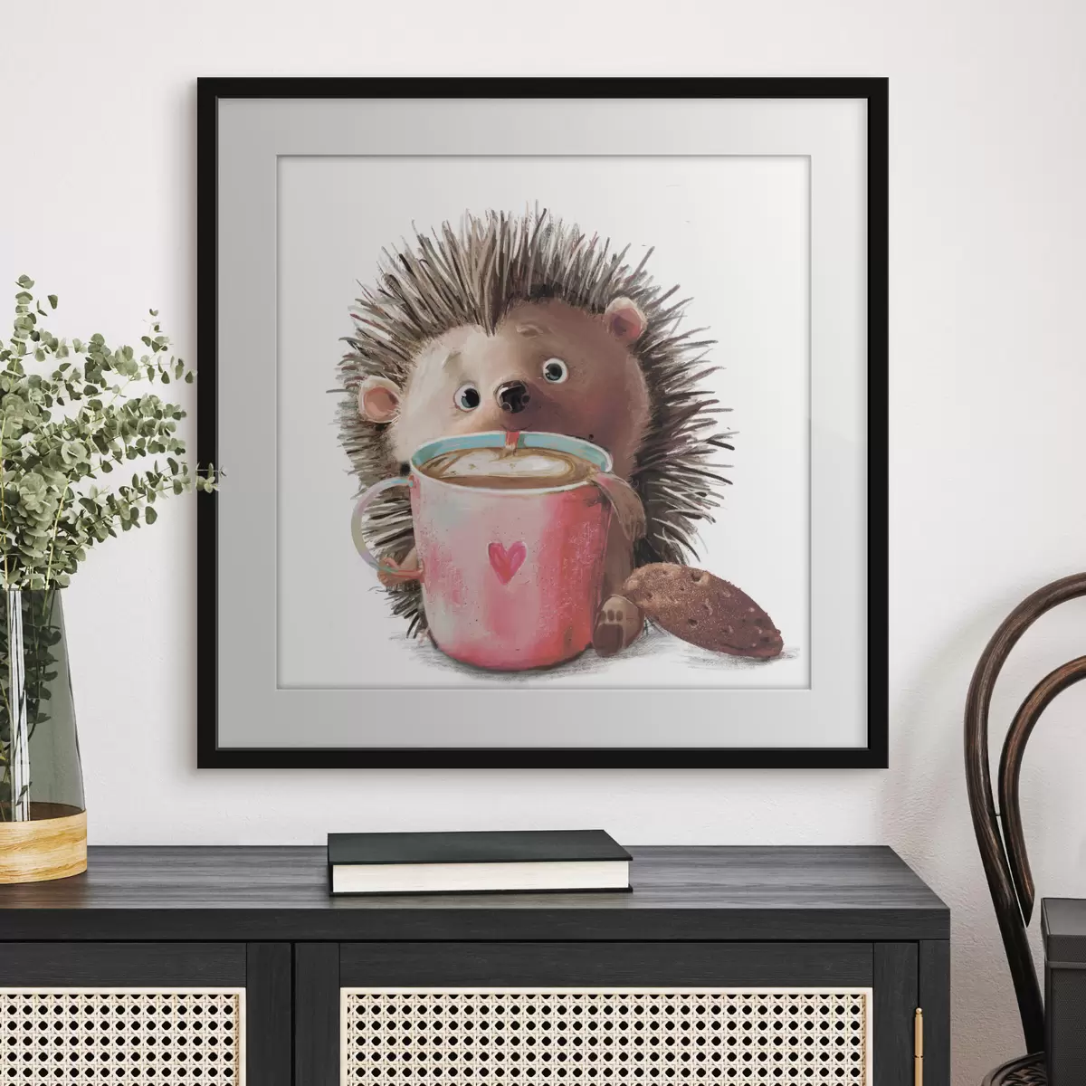 Poster Erizo y una taza de café f35039