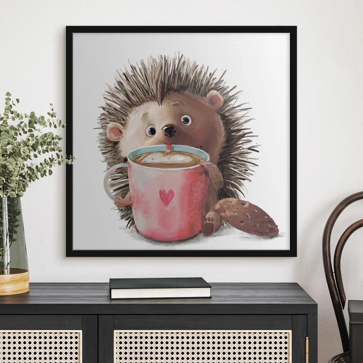 Poster Erizo y una taza de café f35039