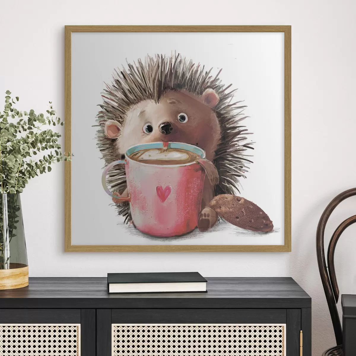 Poster Erizo y una taza de café f35039