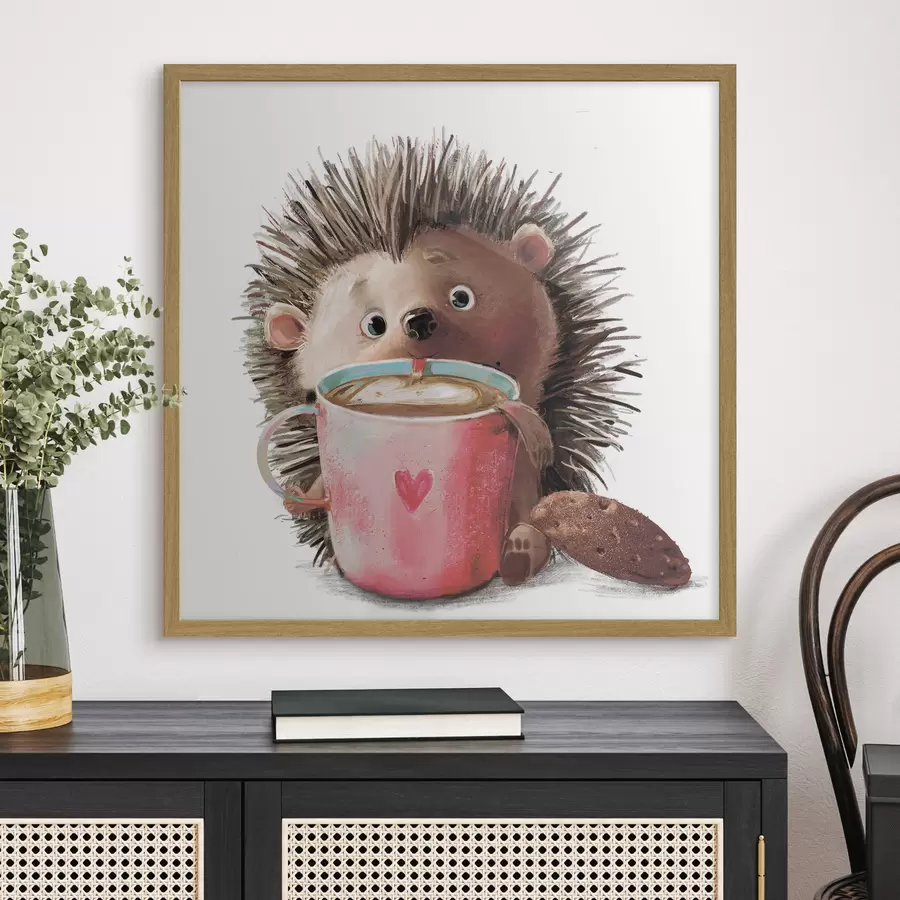 murales de pared Erizo y una taza de café f35039