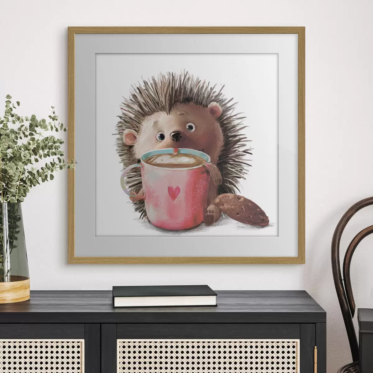 Poster Erizo y una taza de café f35039