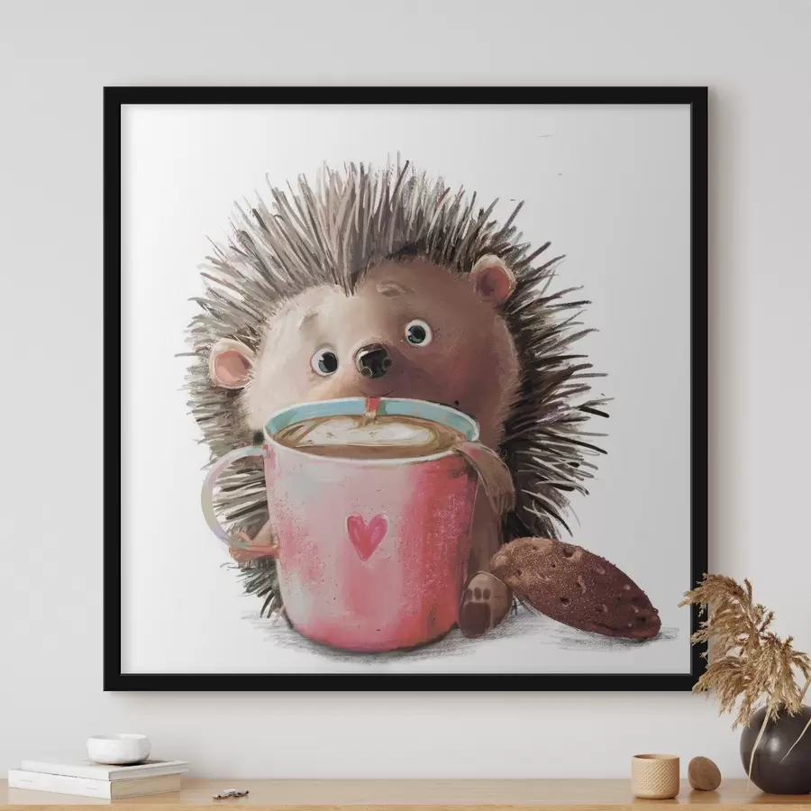 murales de pared Erizo y una taza de café f35039