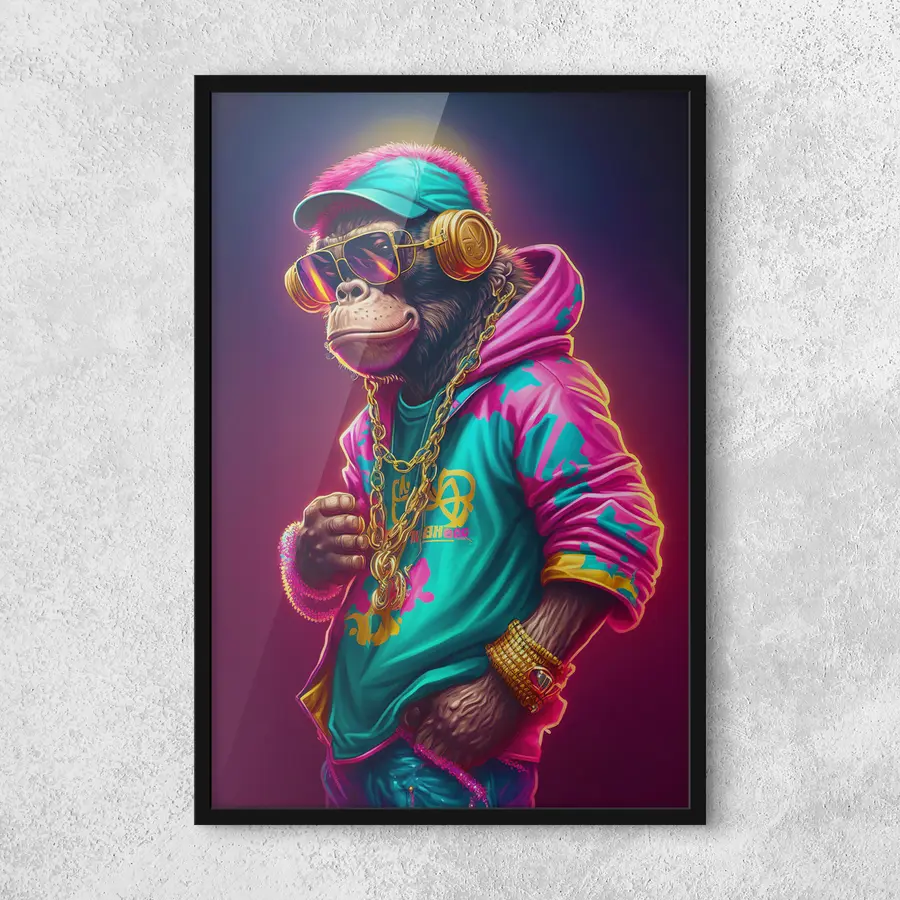 murales de pared Elegante primate con atuendo vibrante f34891