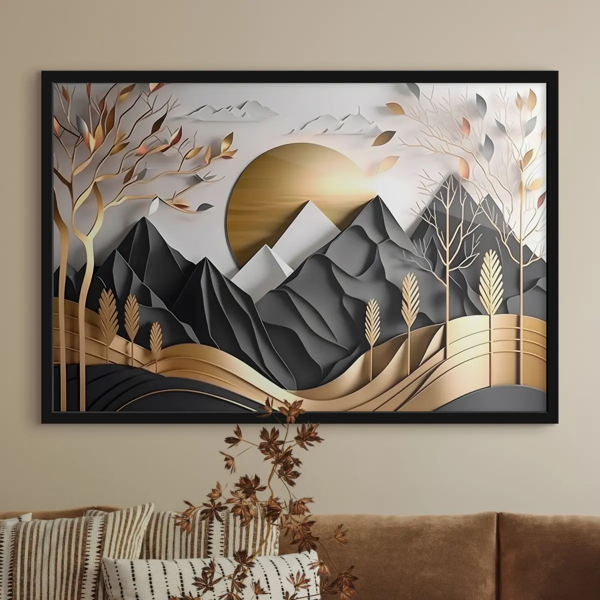 Poster Paisaje sereno con capas de texturas f34419