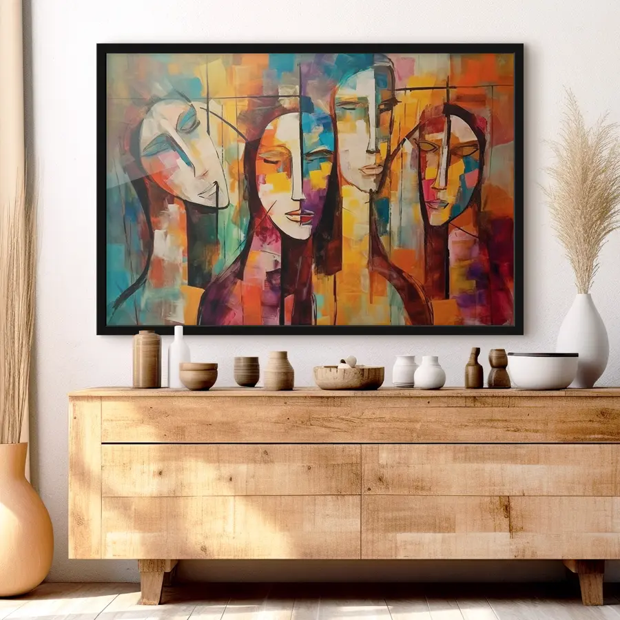 murales de pared Rostros abstractos en colores vibrantes f33845