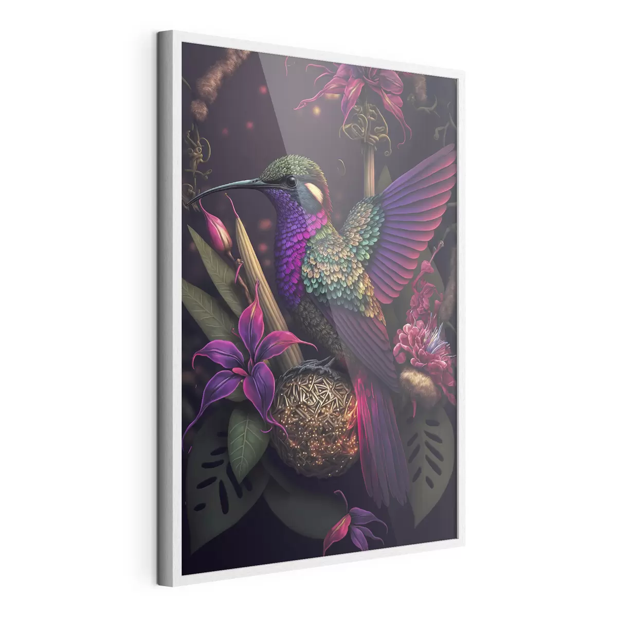 Poster Colibrí vibrante entre flores en flor f33703