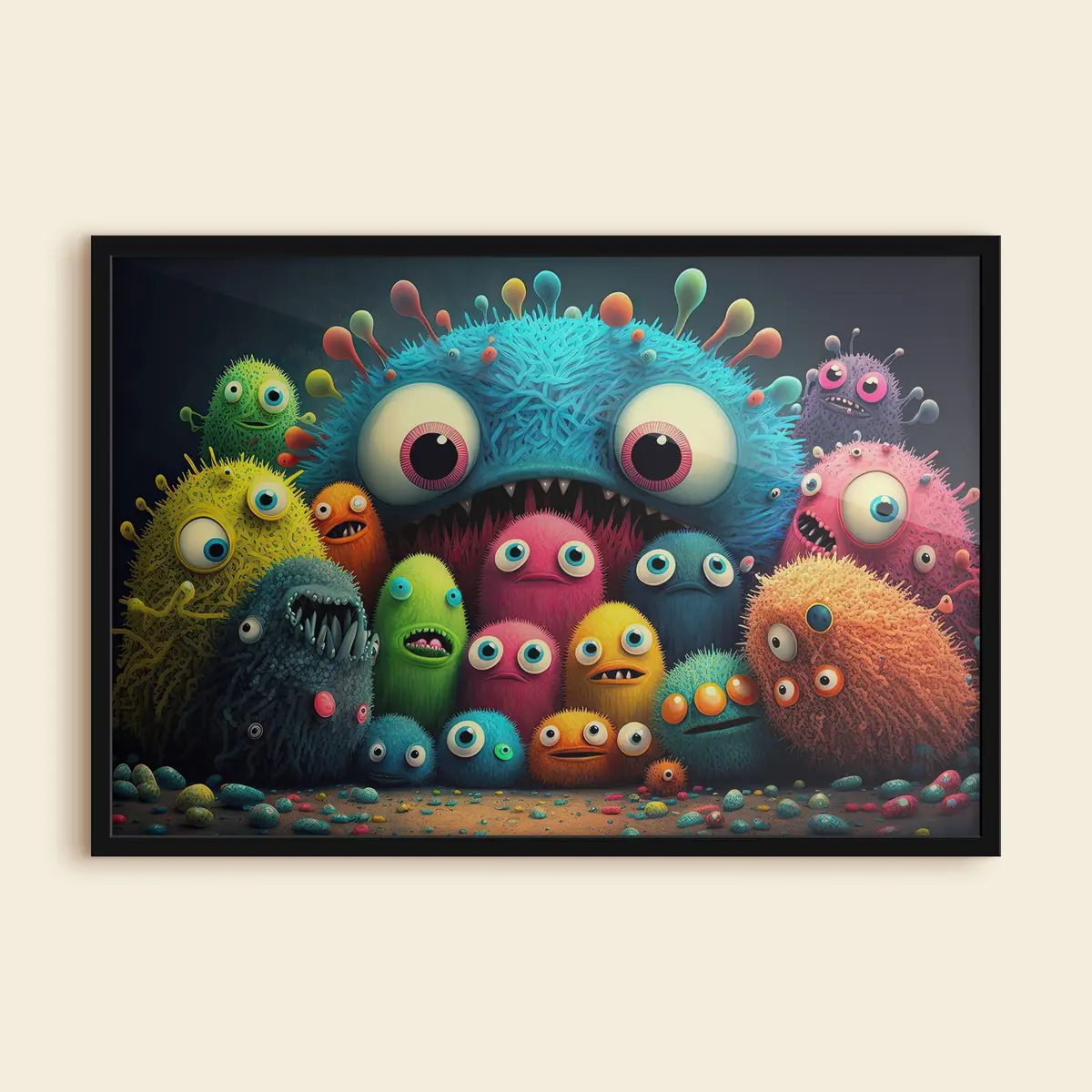 Poster Coloridas criaturas compartiendo un momento f33531