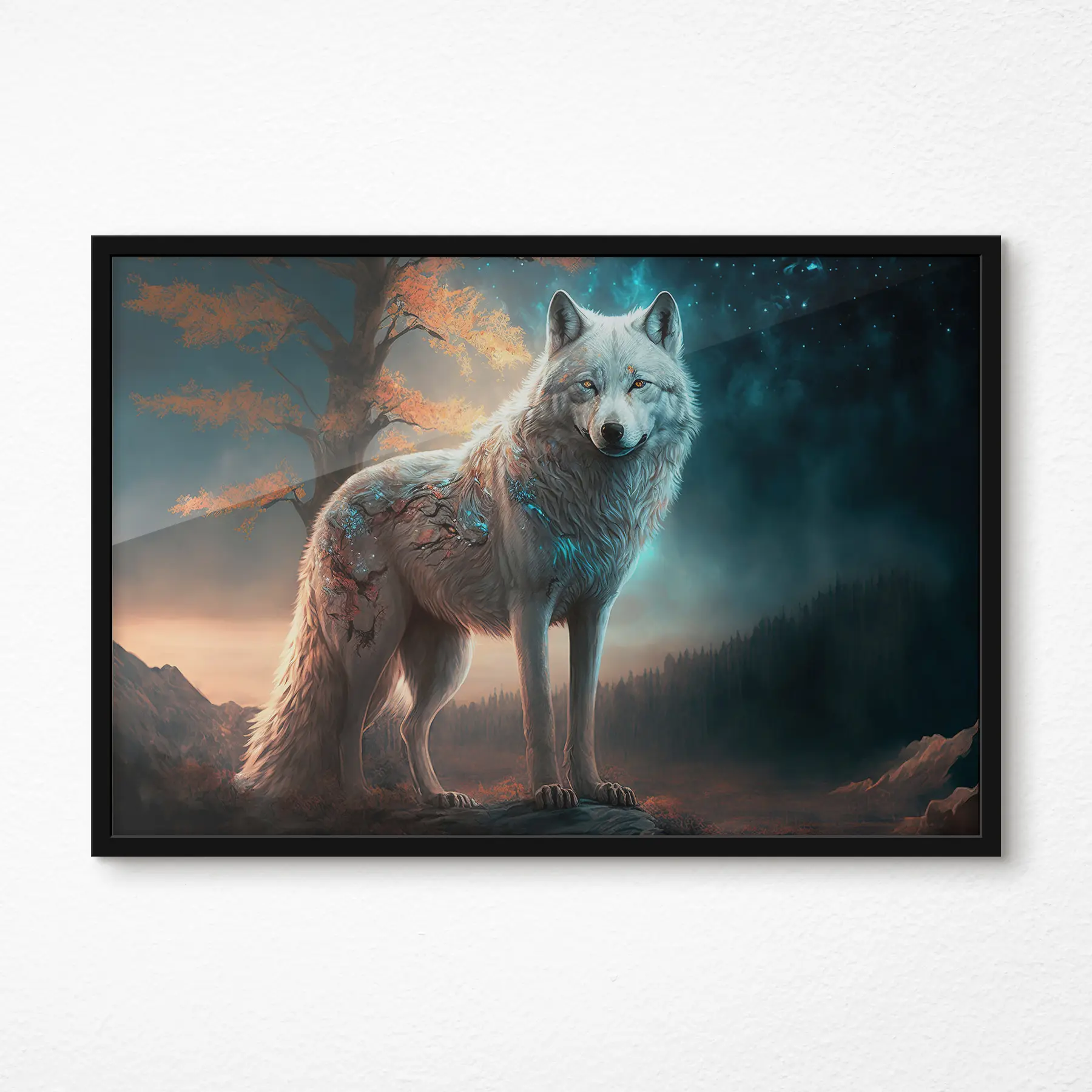 murales de pared Majestuoso lobo en un paisaje místico f33528