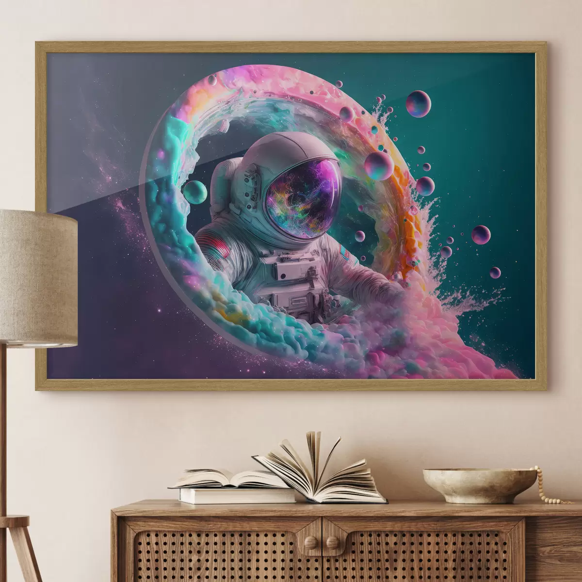 Poster Viaje cósmico a través de dimensiones vibrantes f33510