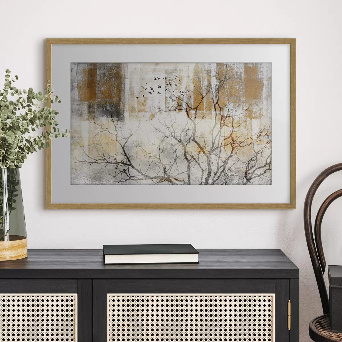 Poster Paisaje sereno con pájaros en vuelo f33076