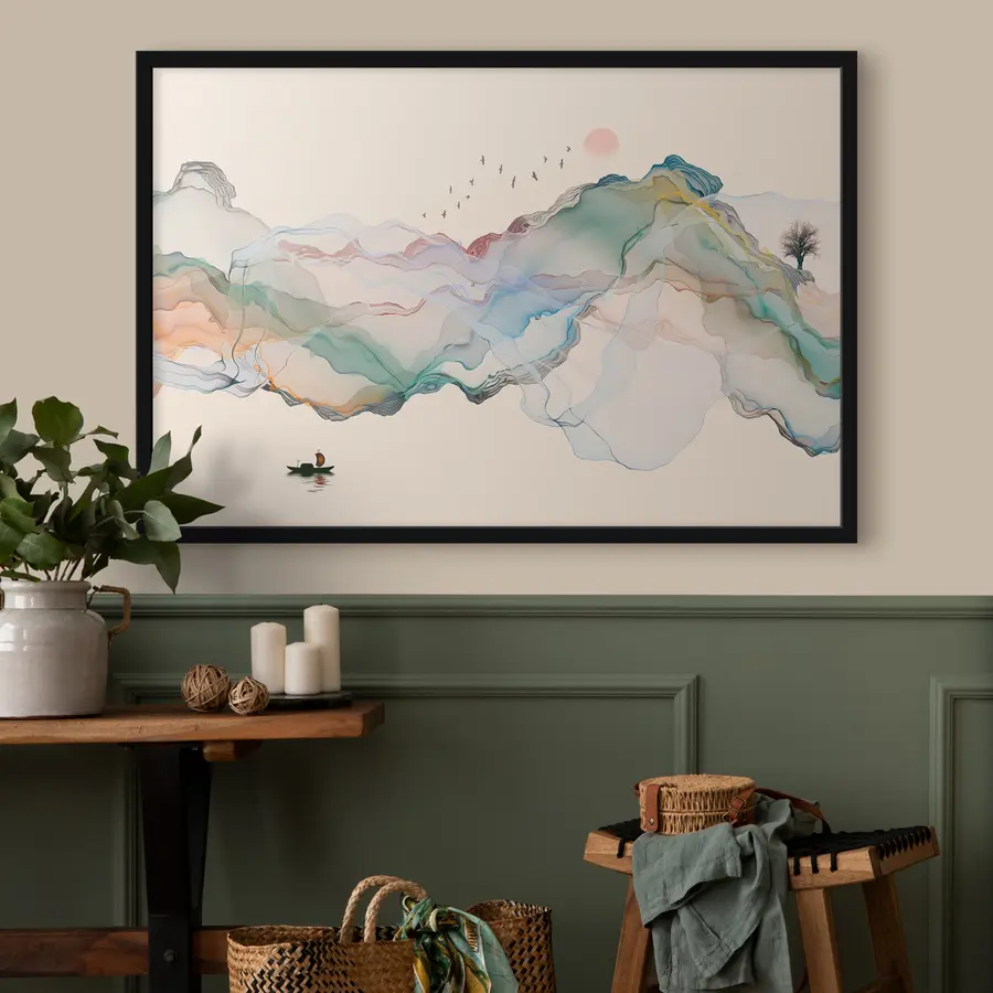 murales de pared Sereno viaje a través de coloridos paisajes f32936