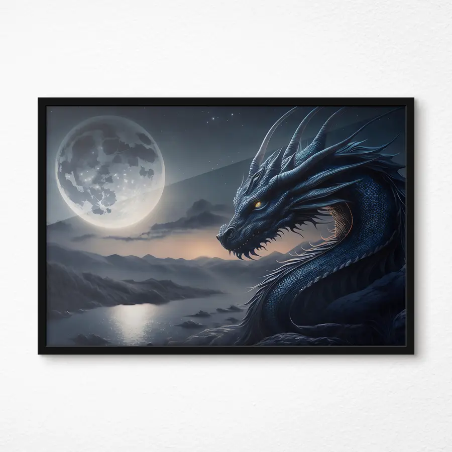 murales de pared Majestuoso dragón bajo la luz de la luna f32612