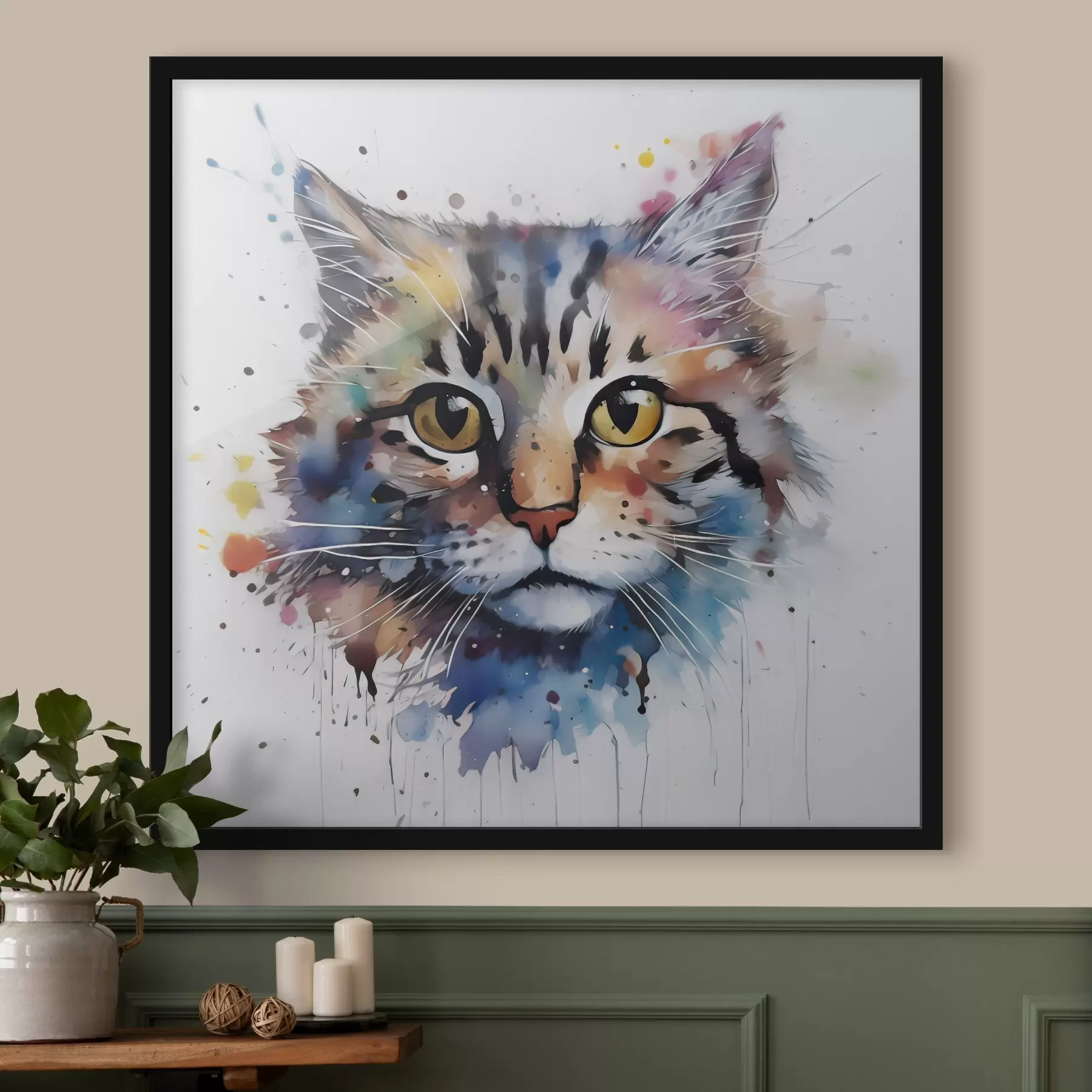 murales de pared Gato en estilo acuarela f32314