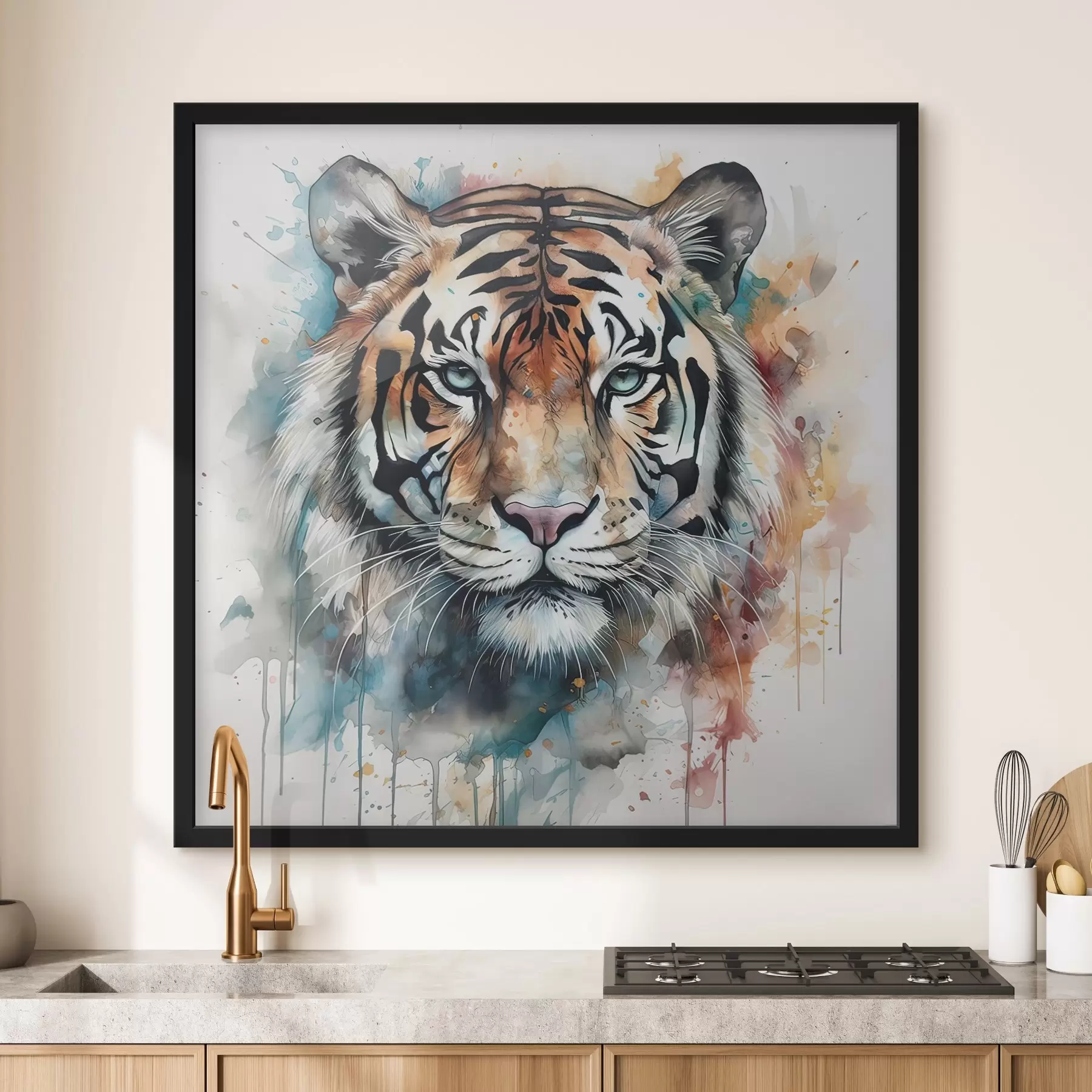 murales de pared Tigre en estilo acuarela f32302