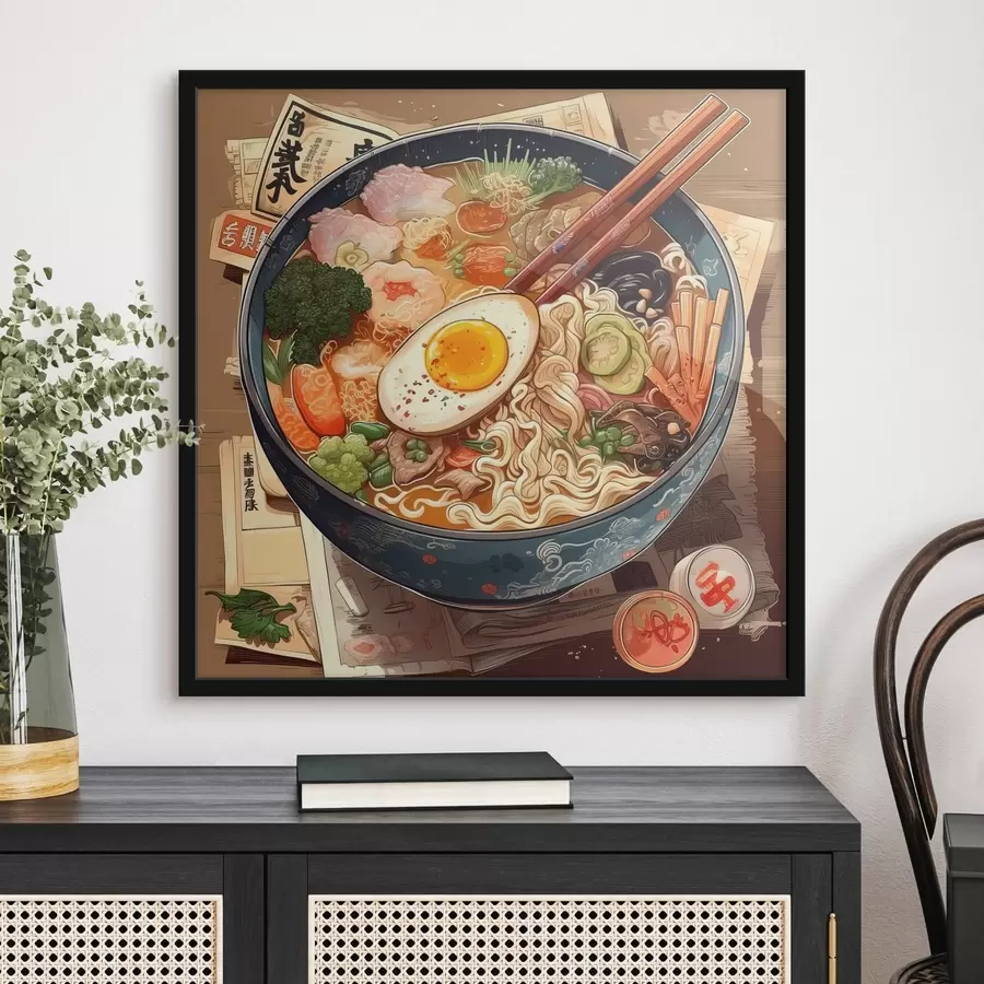 murales de pared Ramen, plato oriental, udon, comida china f32121