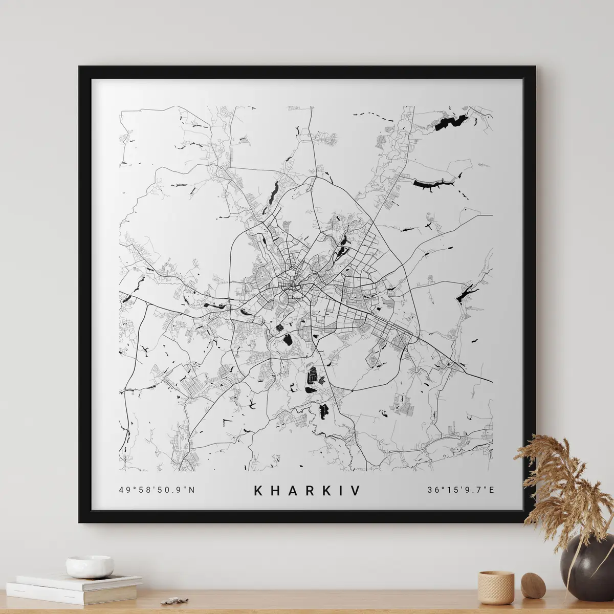 Poster Mapa minimalista de la ciudad de Járkov en Ucrania f31429v1