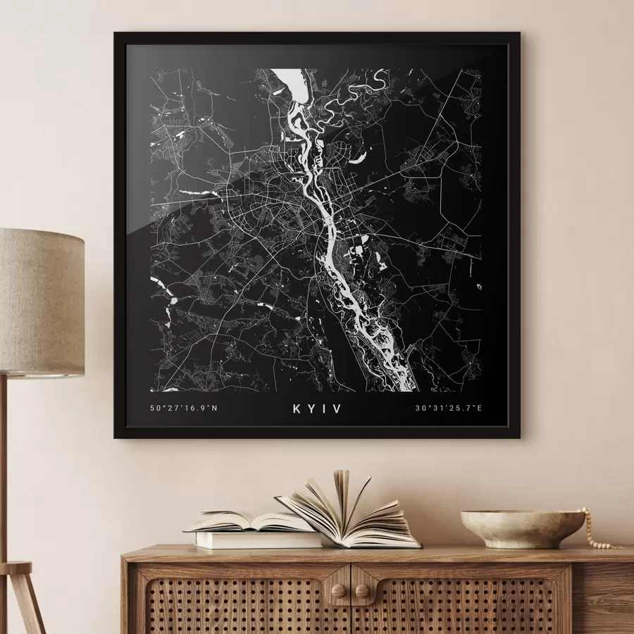 murales de pared Mapa minimalista de la ciudad de Kiev en Ucrania f31428