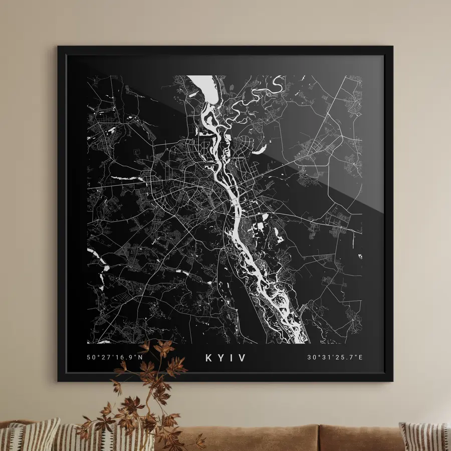 murales de pared Mapa minimalista de la ciudad de Kiev en Ucrania f31428