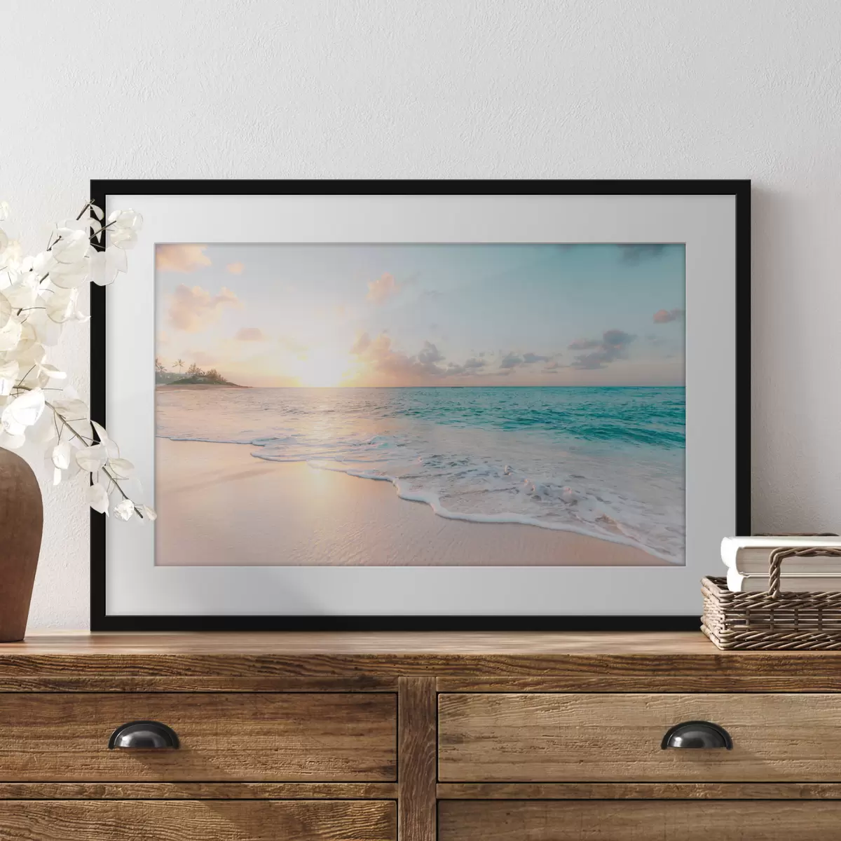 Poster Orilla turquesa al atardecer f28661