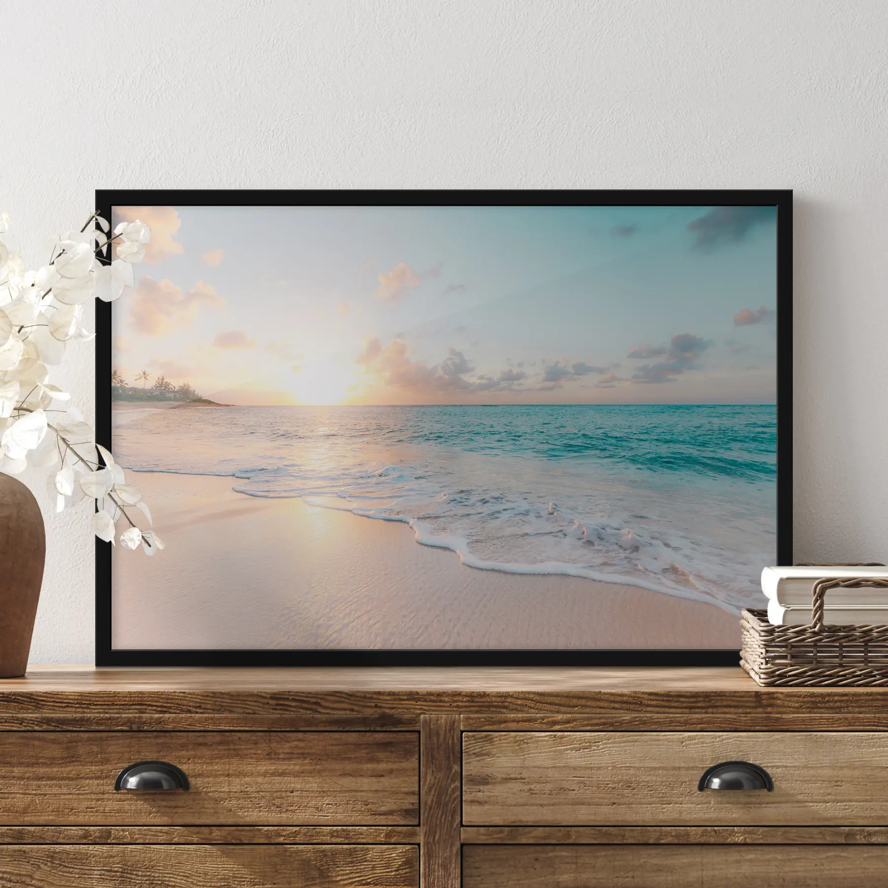 murales de pared Serena puesta de sol sobre aguas tranquilas f28661