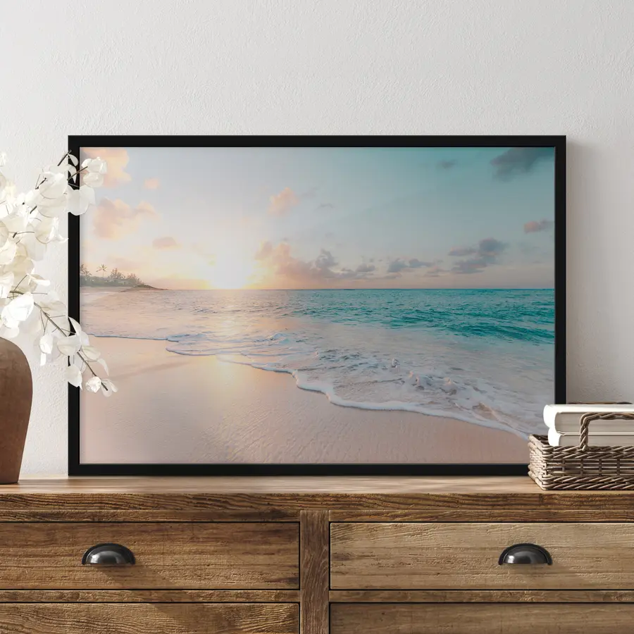 murales de pared Serena puesta de sol sobre aguas tranquilas f28661