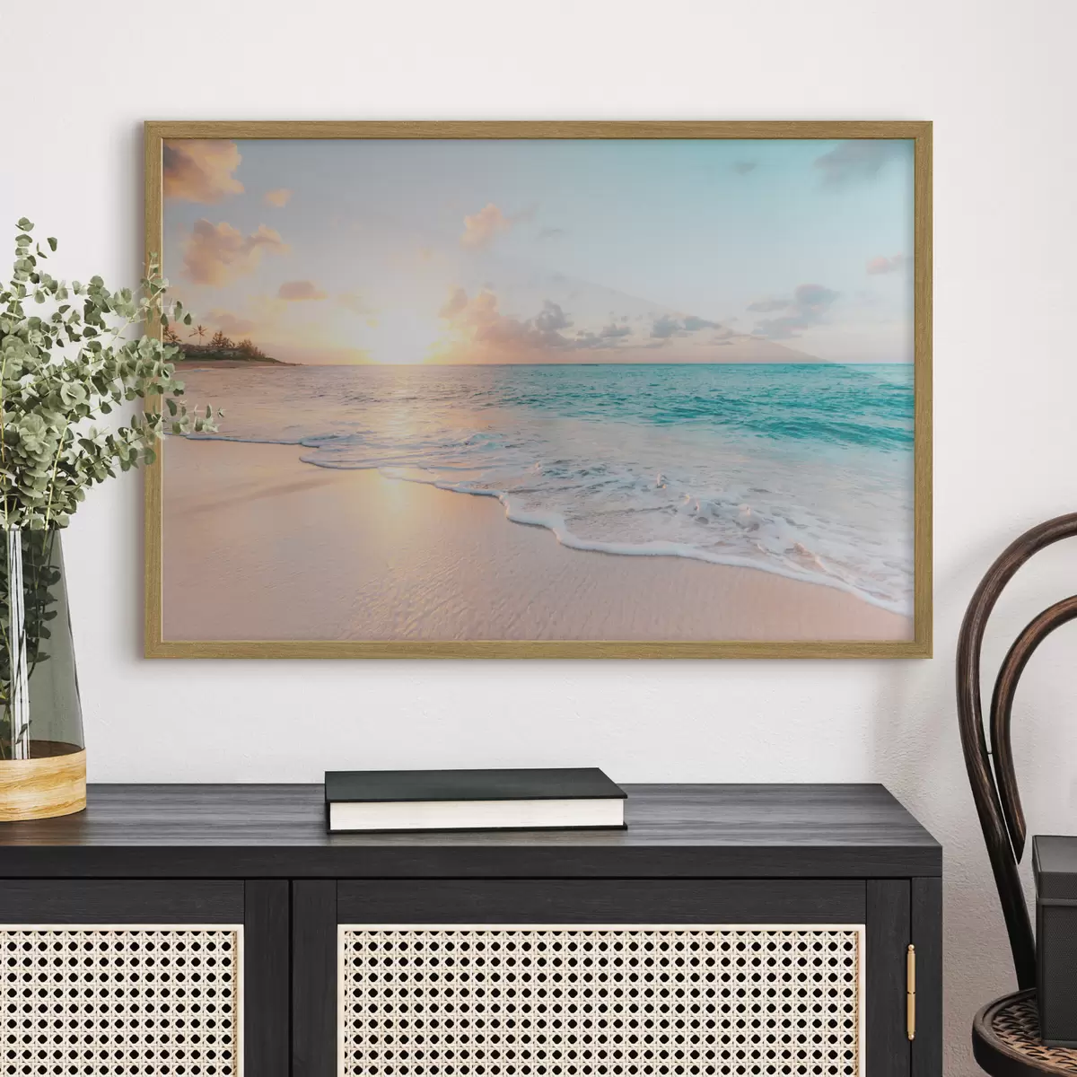 Poster Orilla turquesa al atardecer f28661