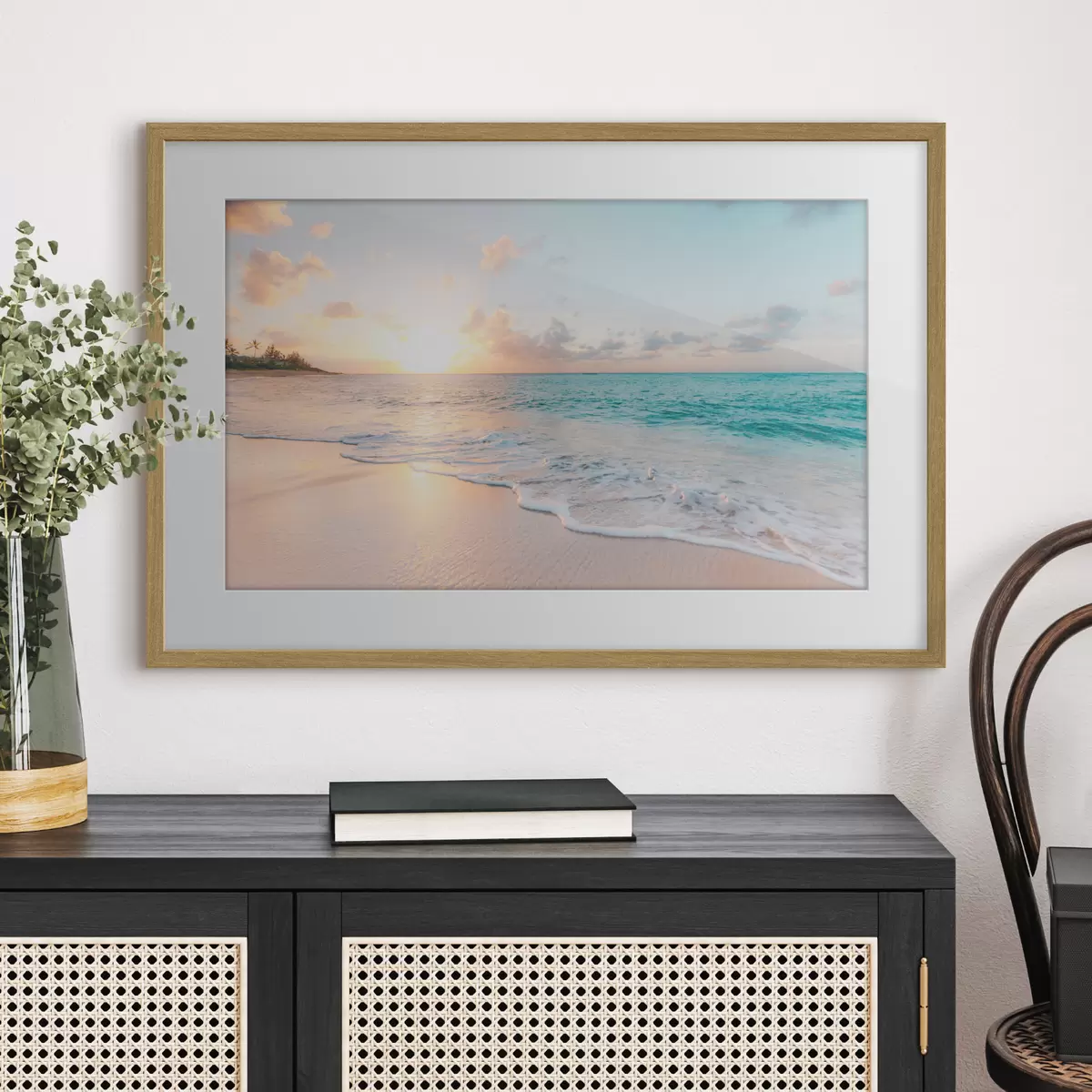 Poster Orilla turquesa al atardecer f28661