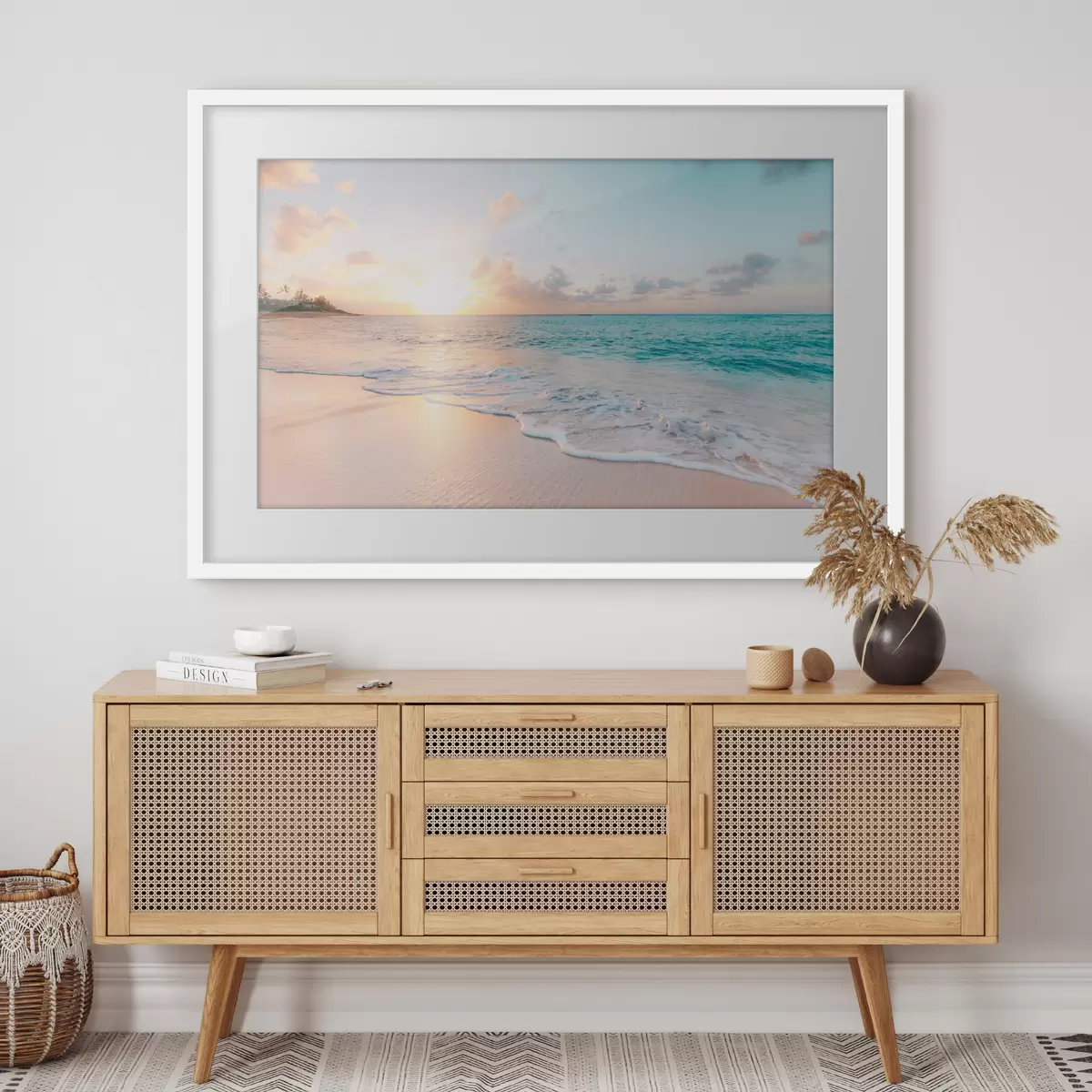 Poster Orilla turquesa al atardecer f28661