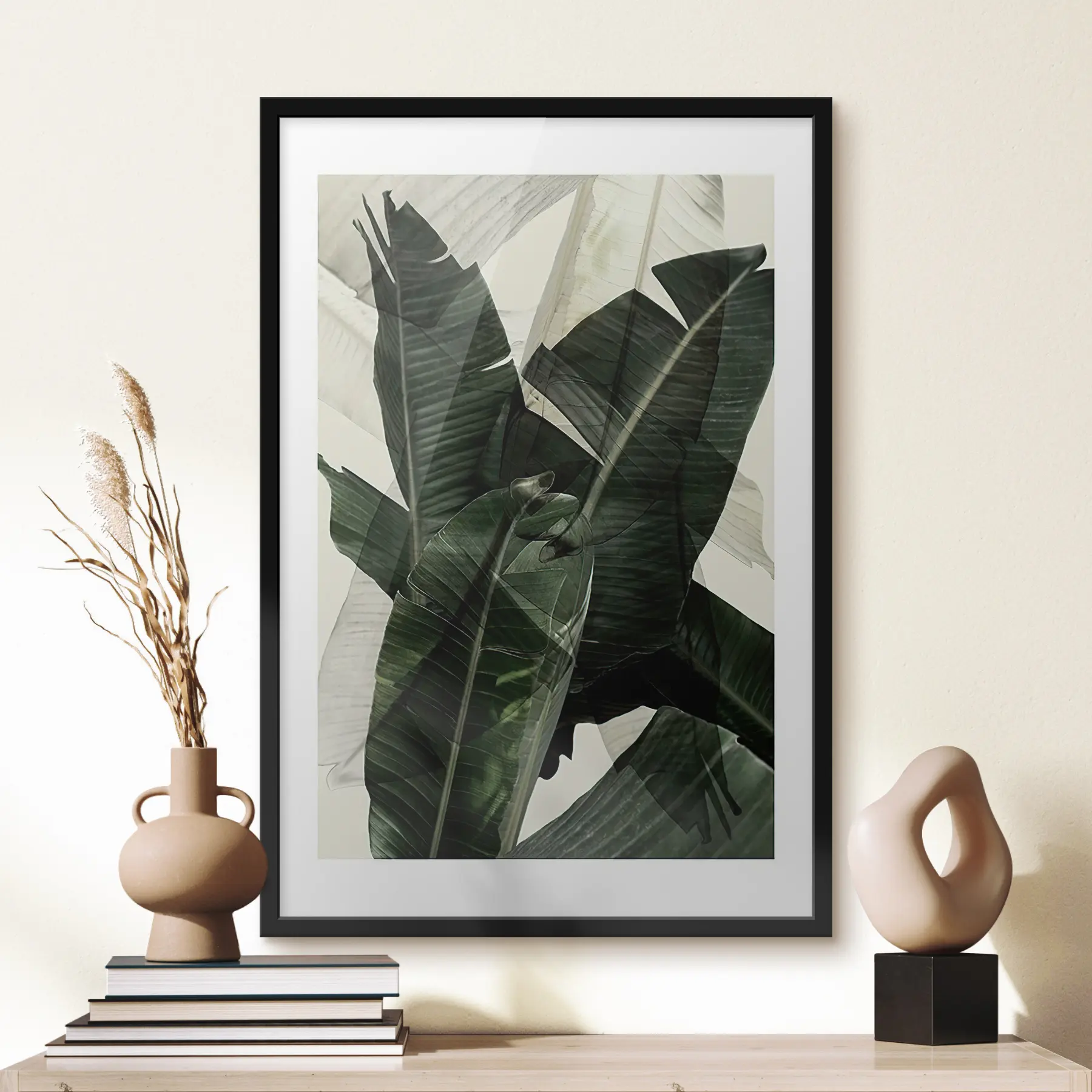 murales de pared Hojas verdes en capas que crean profundidad f21747