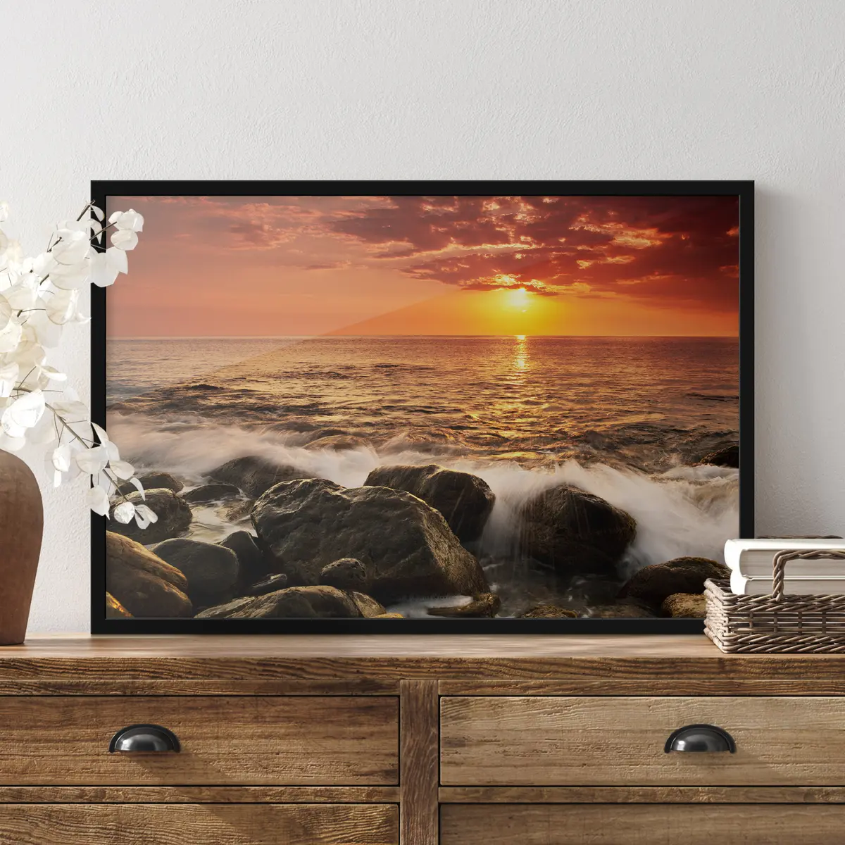 Poster Atardecer pintando el lienzo del océano f19480