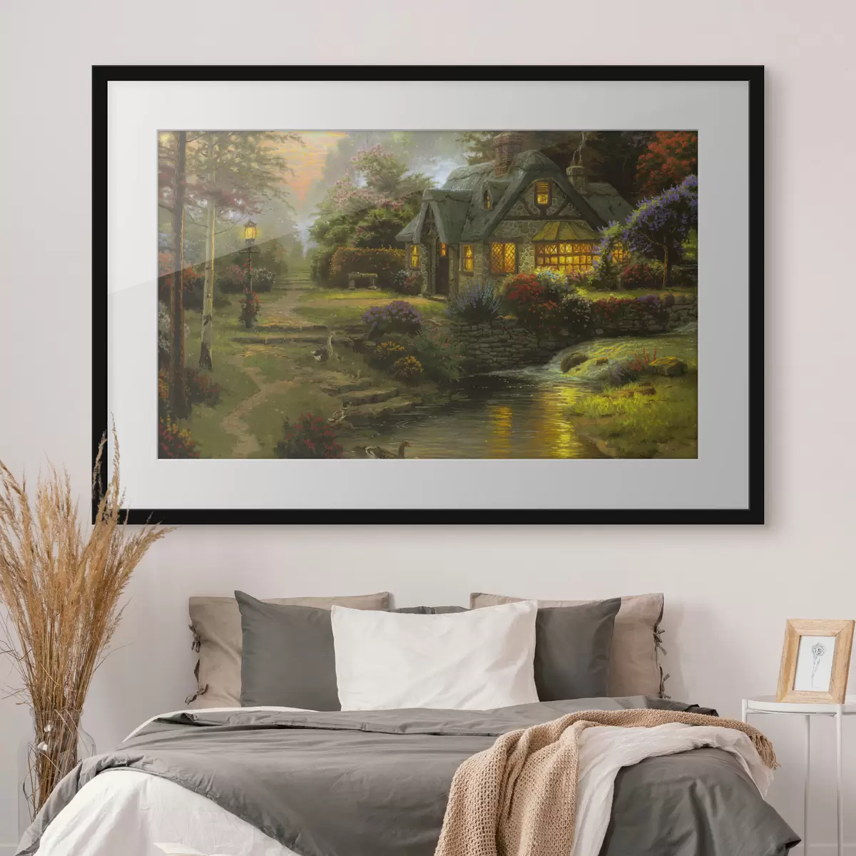Poster Encantadora casa de campo junto a un tranquilo arroyo f19095