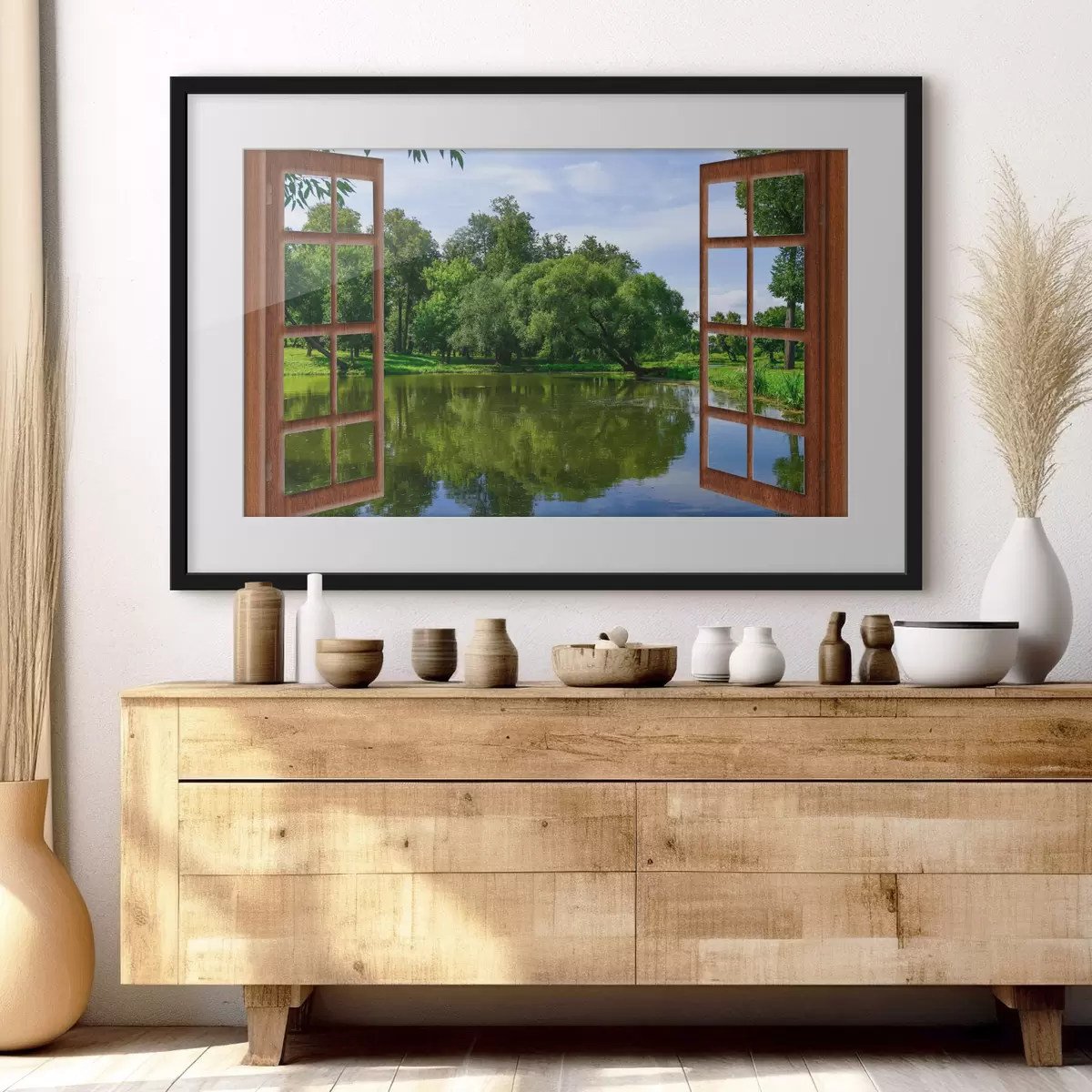 Poster La tranquilidad de la naturaleza enmarcada maravillosamente en el exterior f17004
