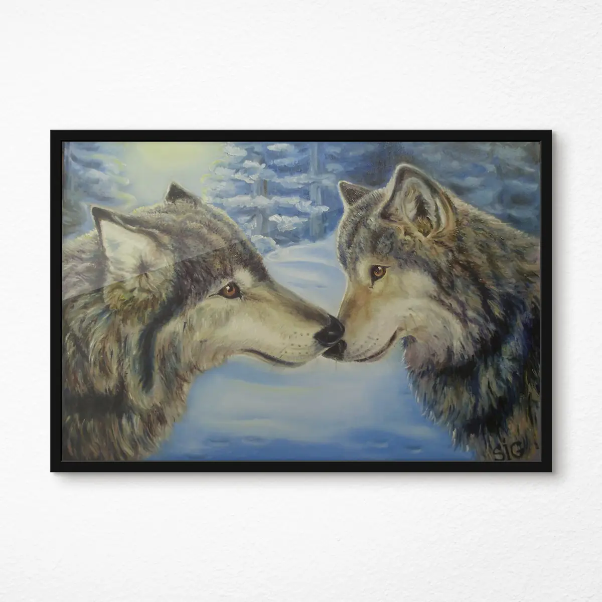 Poster Dos lobos comparten un momento f15354