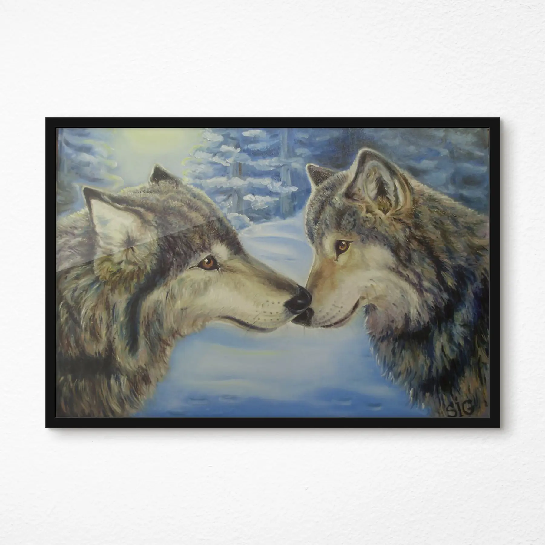 murales de pared Dos lobos comparten un momento f15354