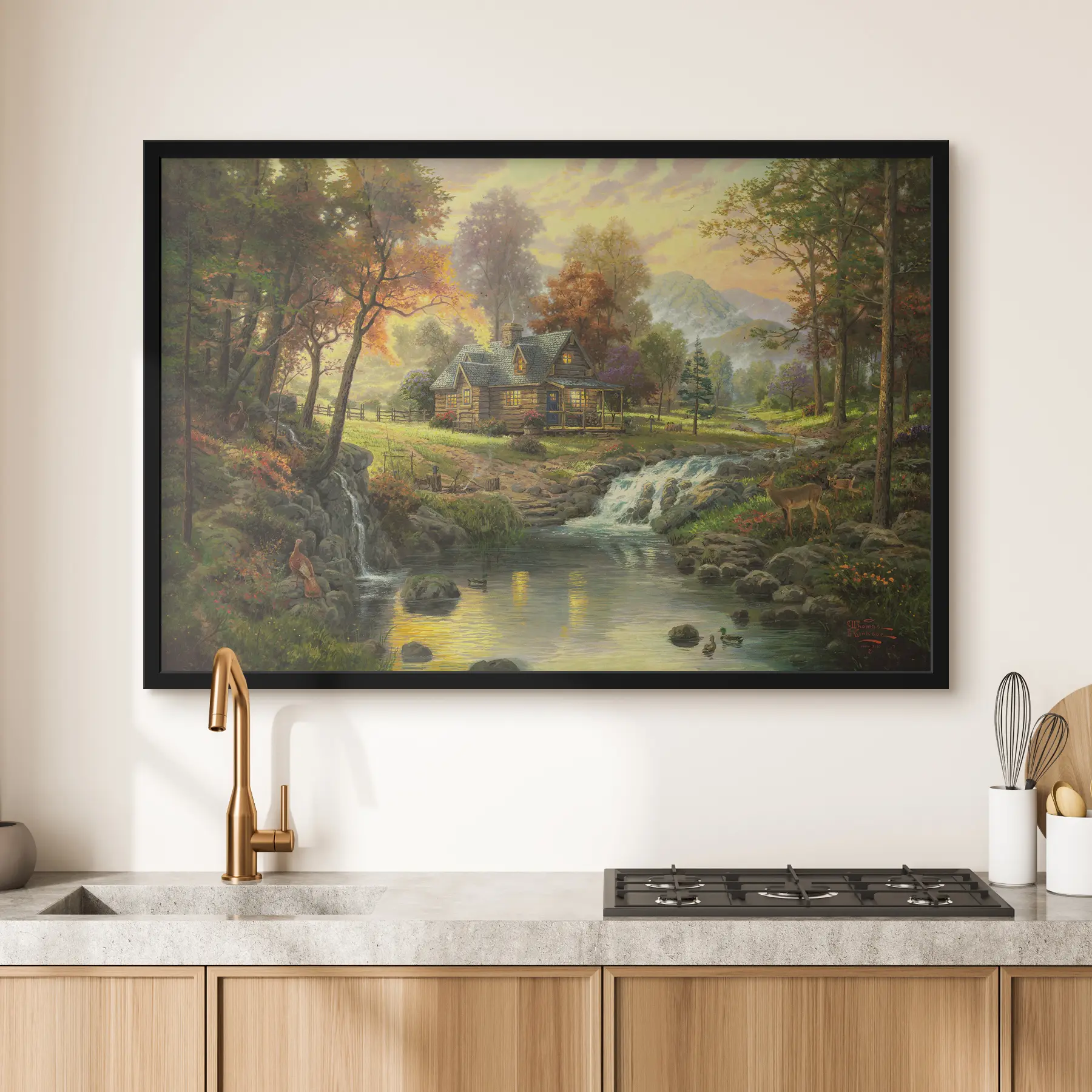 murales de pared Cabaña tranquila junto al apacible arroyo f15161