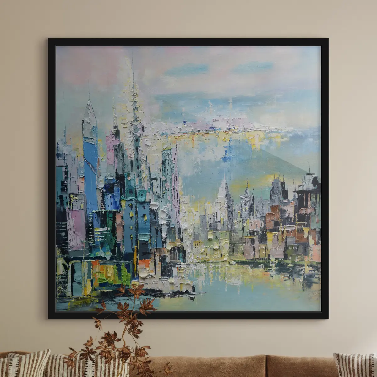 Poster Colorido paisaje urbano bajo un cielo de ensueño f02116