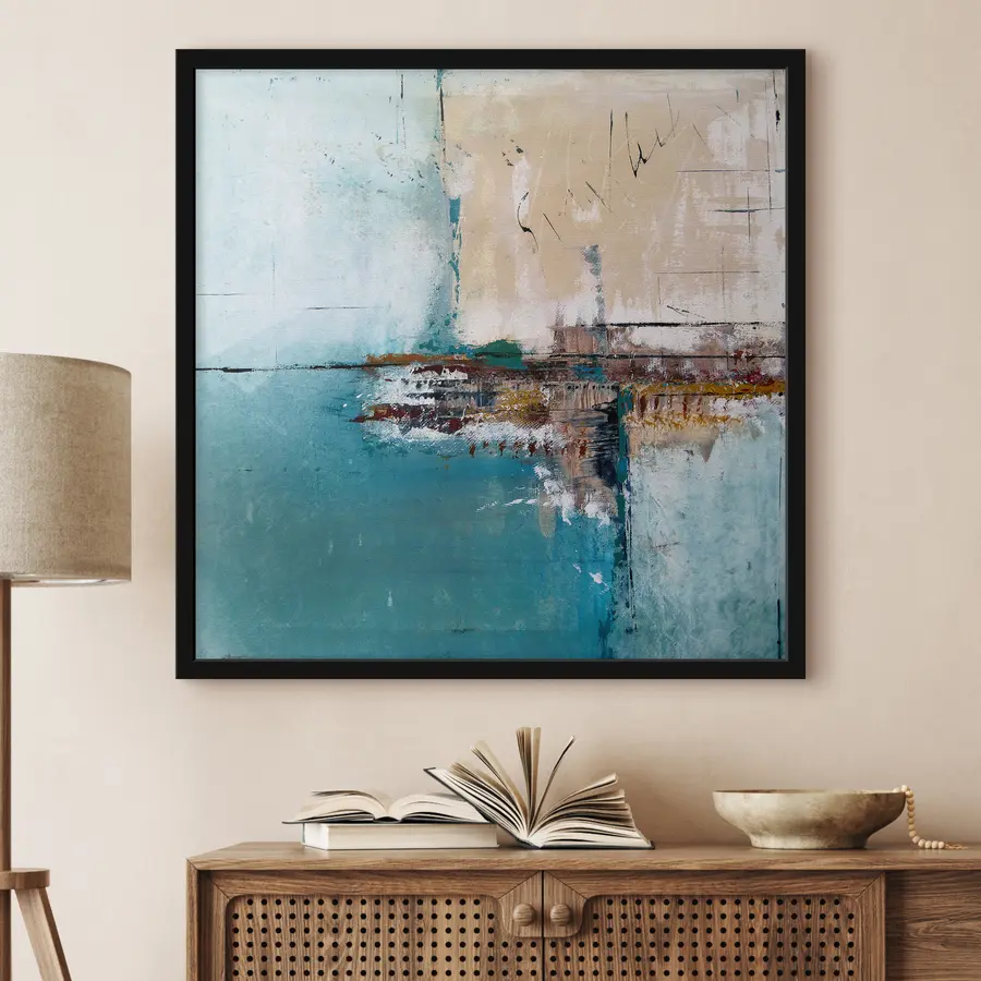 murales de pared El blues abstracto se une a capas con textura f01169