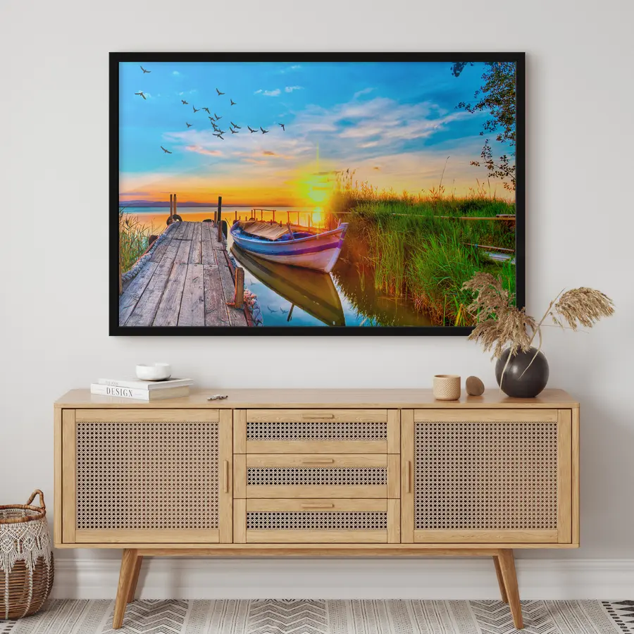 murales de pared Serena puesta de sol en aguas tranquilas f17989