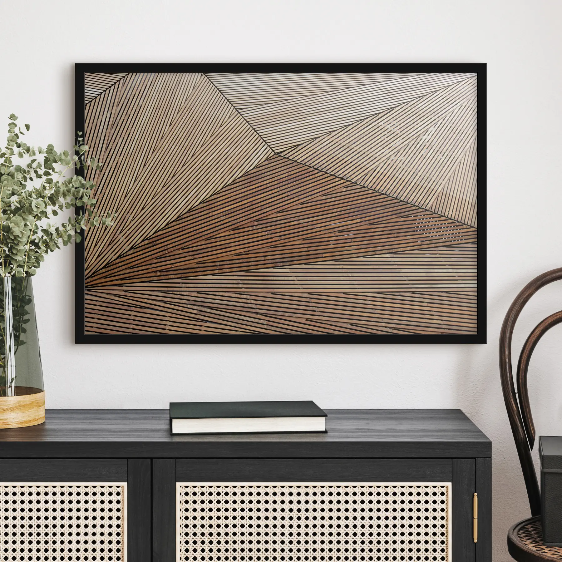 murales de pared Motivos geométricos en materiales naturales f32750