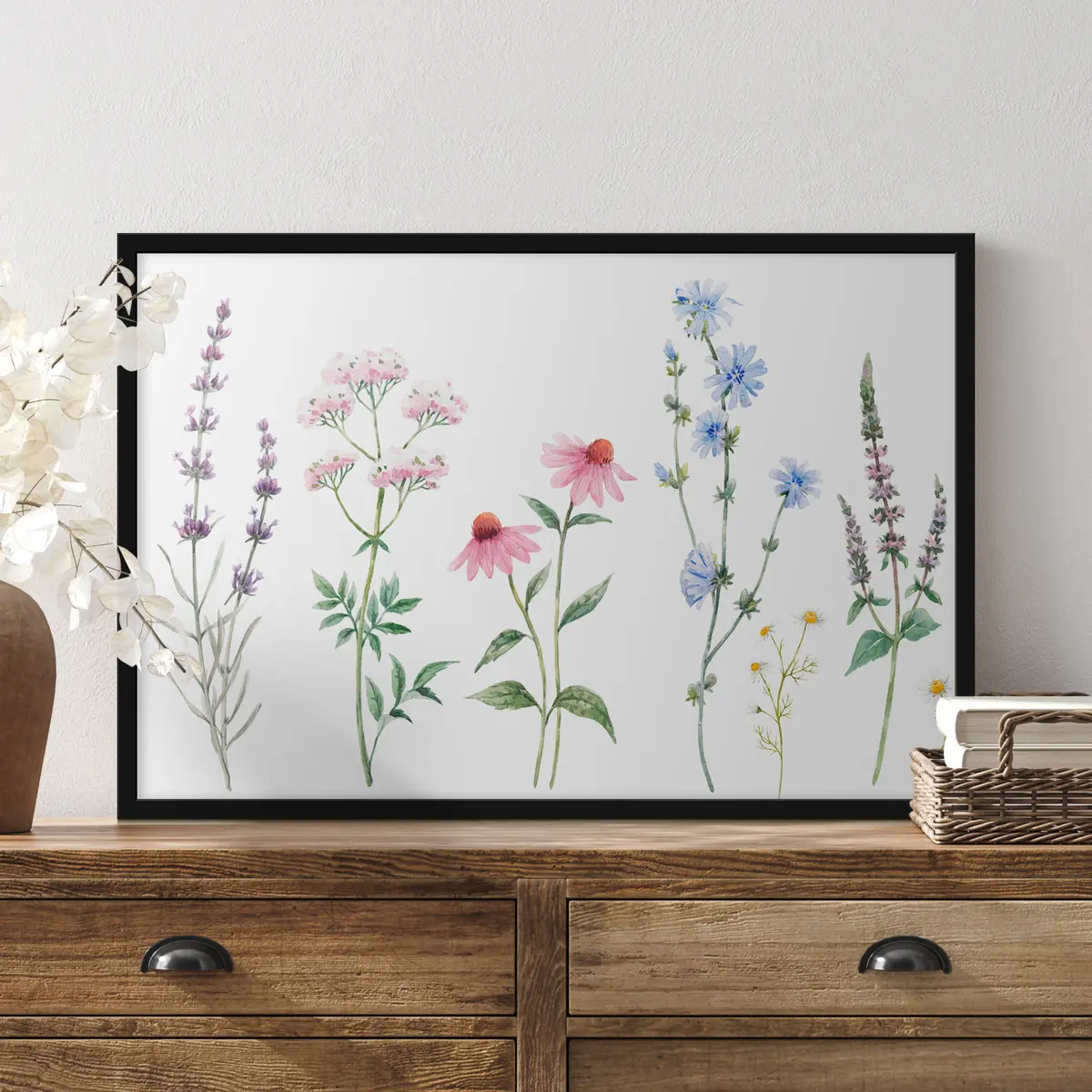 Poster Delicadas flores en suaves tonos de acuarela f34064