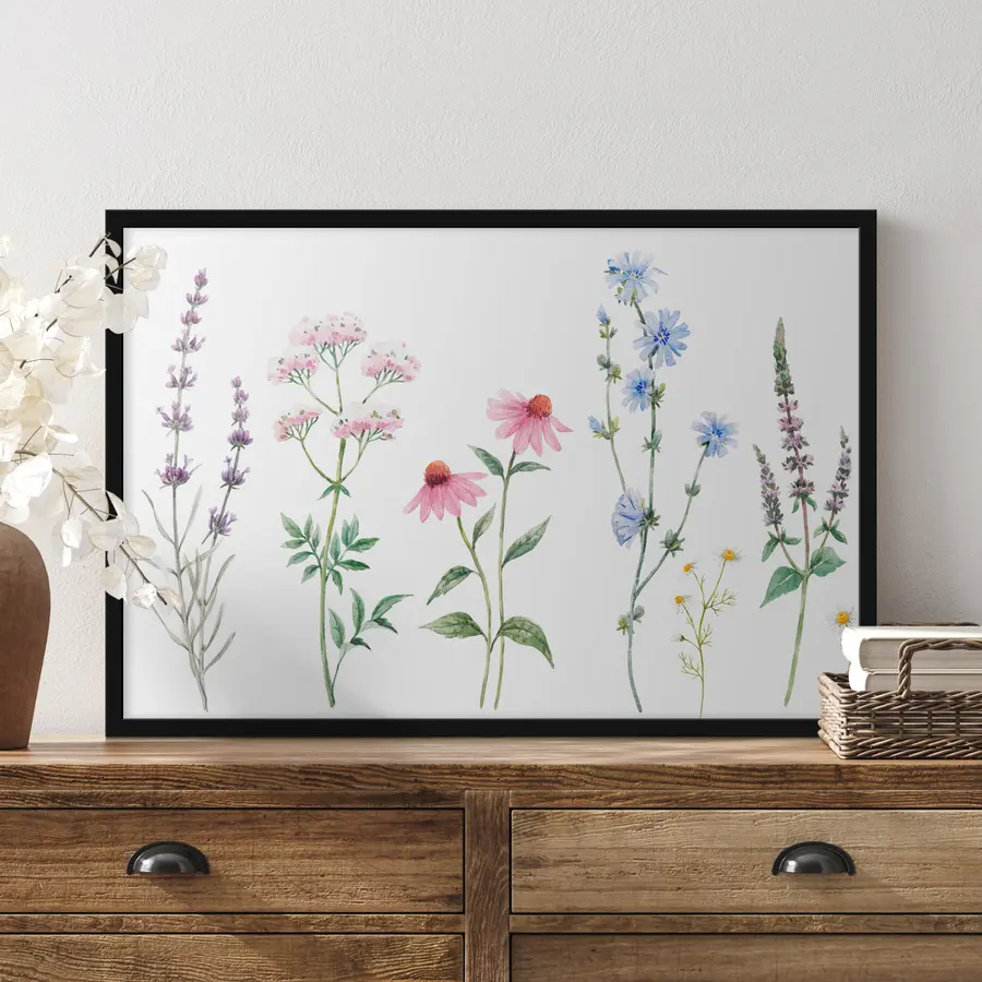 murales de pared Delicadas flores en suaves tonos de acuarela f34064