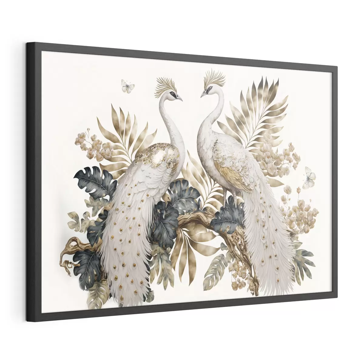Poster Elegantes pavos reales en medio de un exuberante follaje f33942
