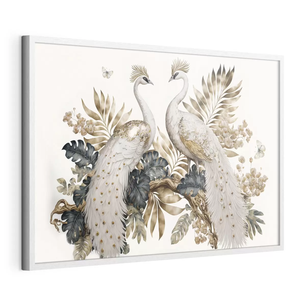 Poster Elegantes pavos reales en medio de un exuberante follaje f33942