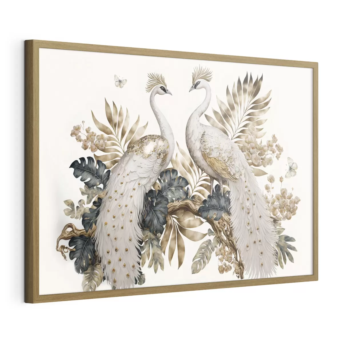Poster Elegantes pavos reales en medio de un exuberante follaje f33942