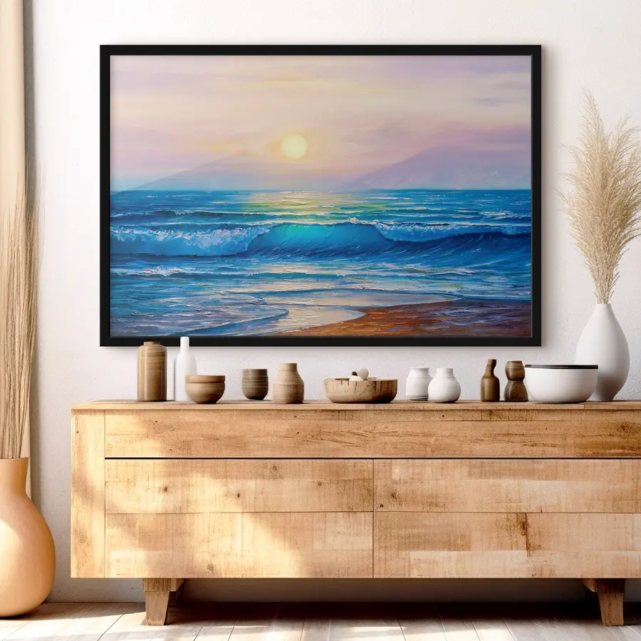 murales de pared Olas tranquilas que reflejan los tonos del atardecer f35378