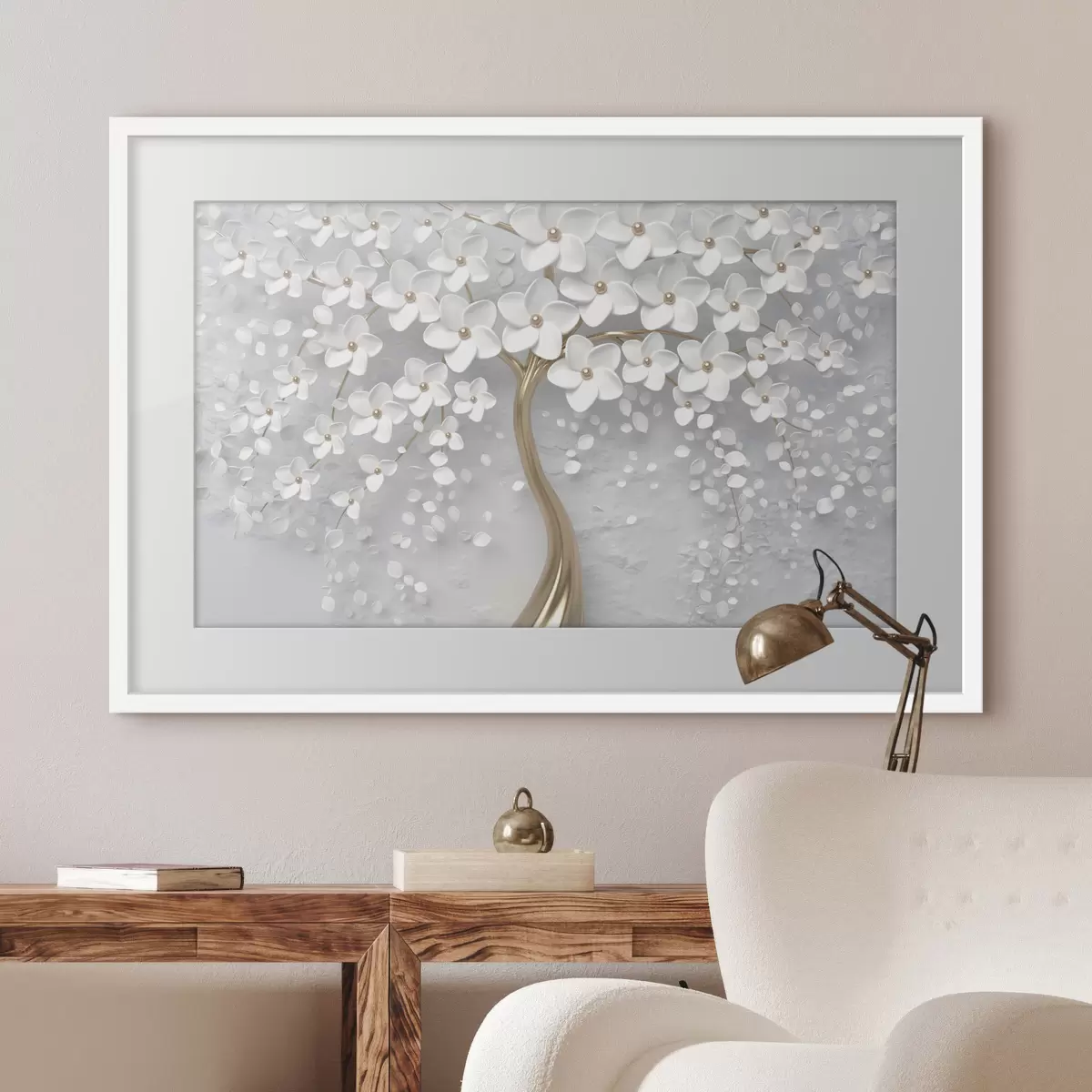 Poster Delicadas flores en un árbol resplandeciente f35856