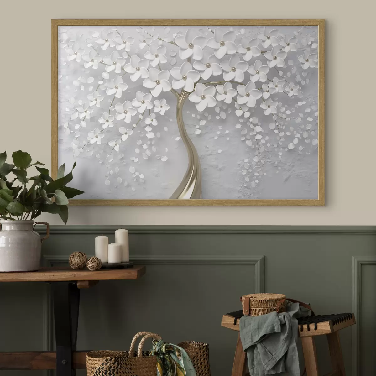 Poster Delicadas flores en un árbol resplandeciente f35856
